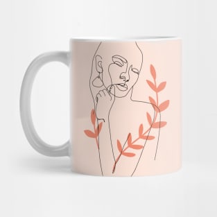 One line woman portrait. Female poster. Mug